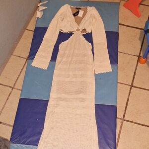 JLUXLABEL Cream Long Sleeve Knit Dress